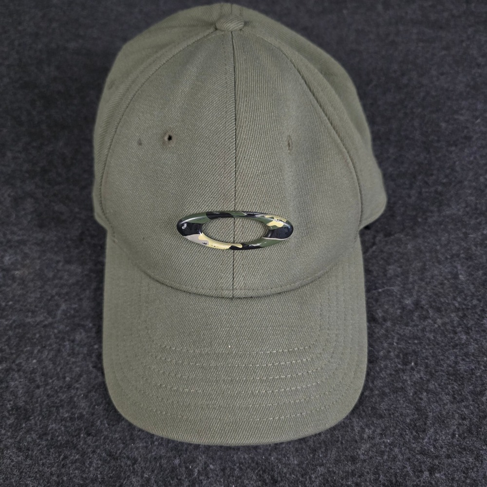Oakley Men's Tincan Cap Hat Metal Logo Olive Green Camo Ellipse Men's L/XL